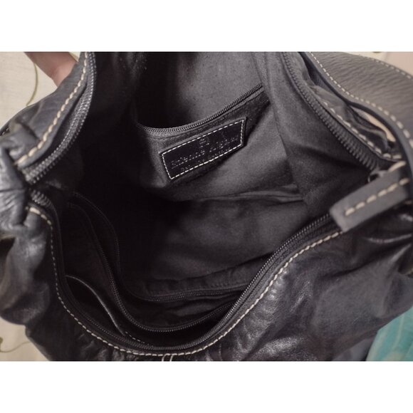 Vtg Etienne Aigner Soft Leather Crossbody Shoulder Bag Purse Black Logo Biker - Picture 8 of 8